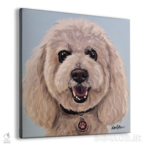 تابلو پودل روی زمینه آبی روشن اثر هیپی هاوند استودیوز (استودیو هنری) - نمای پرسپکتیو محصول