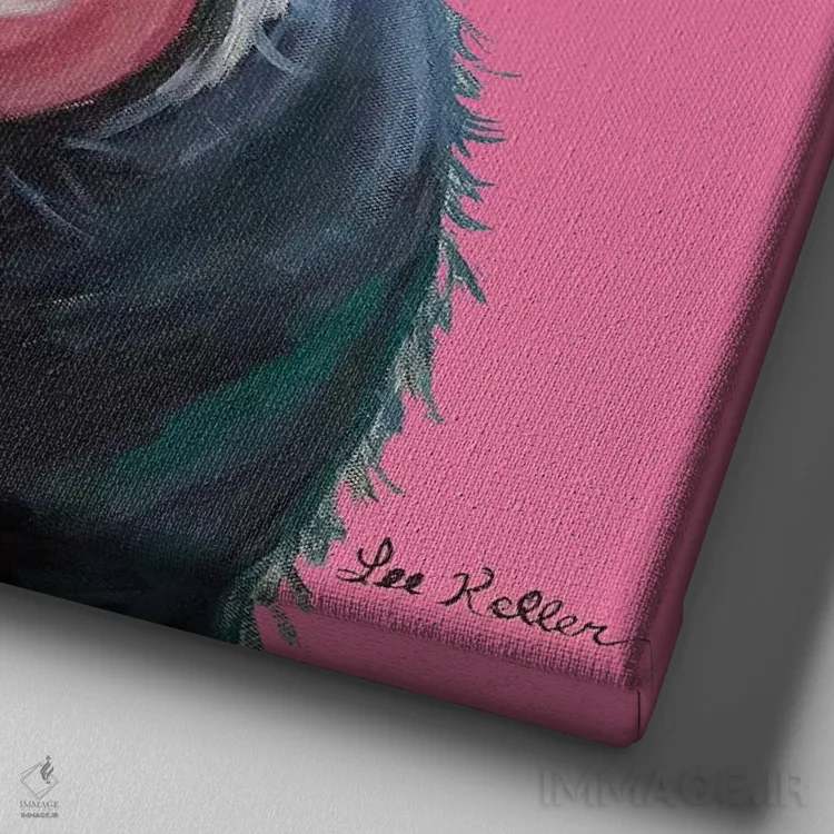 تابلو لولو خوک با عینک روی صورتی اثر هیپی هاوند استودیوز (استودیو هنری) - نمای نزدیک بافت بوم