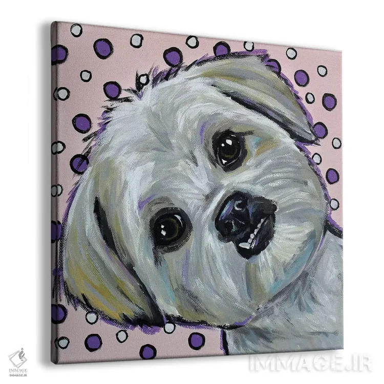 تابلو شیهتزو روی زمینه خالخالی اثر هیپی هاوند استودیوز (استودیو هنری) - نمای پرسپکتیو محصول