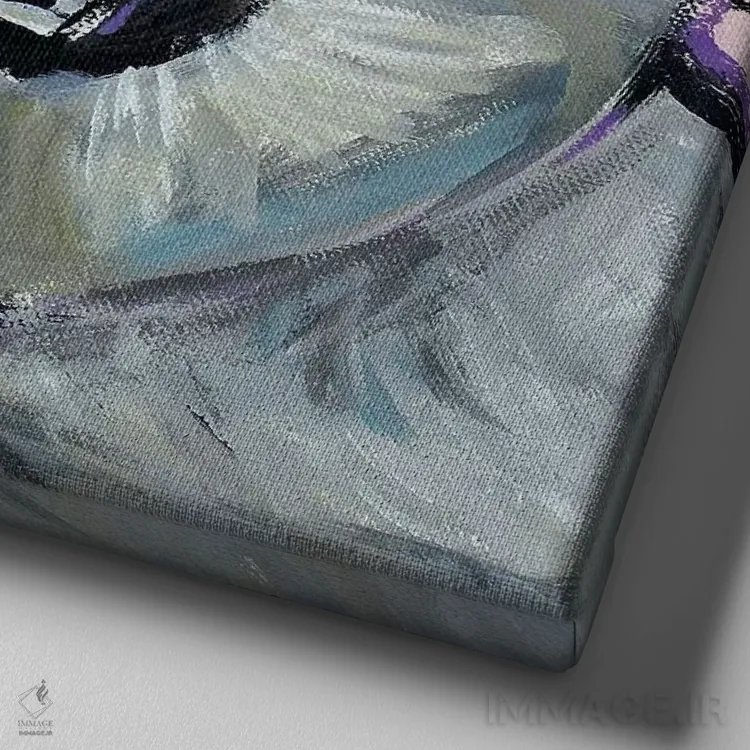 تابلو شیهتزو روی زمینه خالخالی اثر هیپی هاوند استودیوز (استودیو هنری) - نمای نزدیک بافت بوم