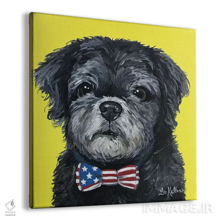 تابلو شیهتزو سیاه با پاپیون اثر هیپی هاوند استودیوز (استودیو هنری) - نمای پرسپکتیو محصول