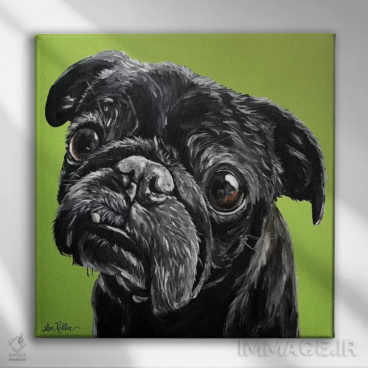 تابلو پاگ سیاه اثر هیپی هاوند استودیوز (استودیو هنری) - نمای روبهرو روی دیوار