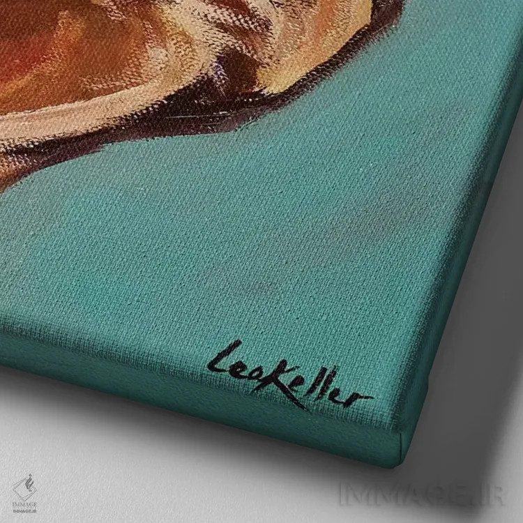 تابلو نمای نزدیک گاو اثر هیپی هاوند استودیوز (استودیو هنری) - نمای نزدیک بافت بوم