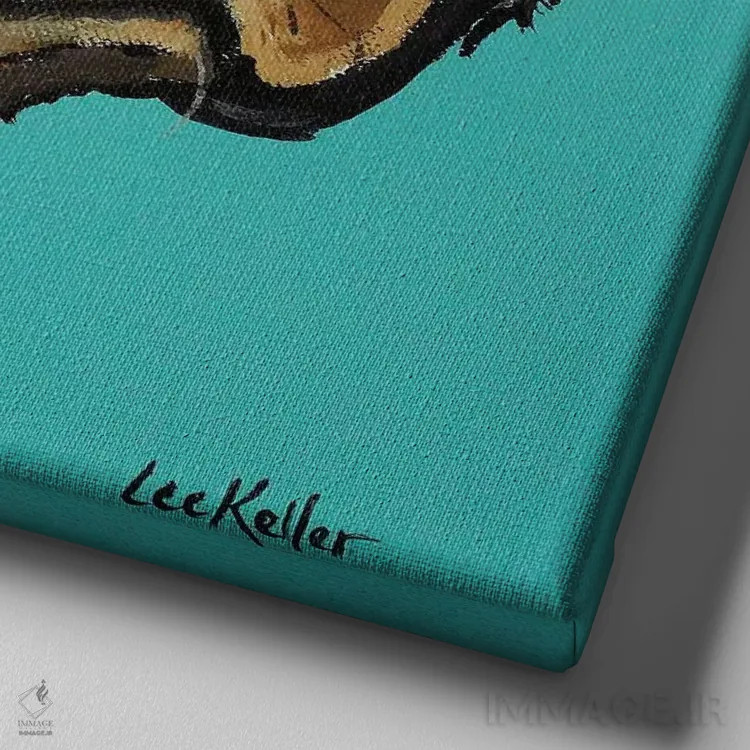 تابلو اسپانیل با دستمال گردن اثر هیپی هاوند استودیوز (استودیو هنری) - نمای نزدیک بافت بوم