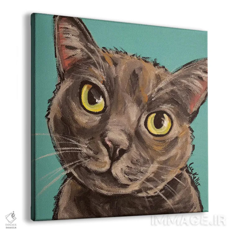 تابلو مانچ گربه خاکستری اثر هیپی هاوند استودیوز (استودیو هنری) - نمای پرسپکتیو محصول
