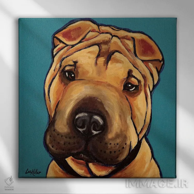 تابلو شار پی (سگ نژاد) اثر هیپی هاوند استودیوز (استودیو هنری) - نمای روبهرو روی دیوار