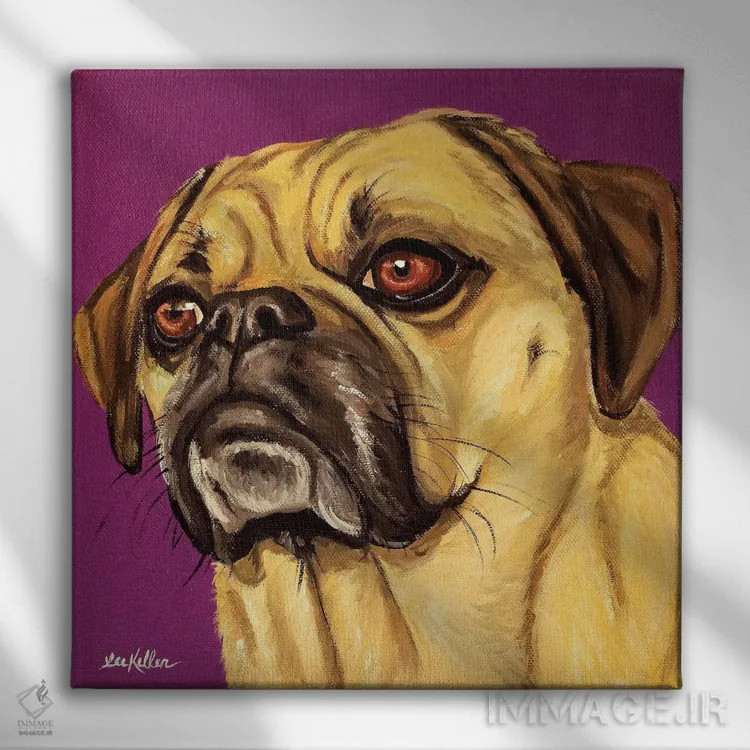 تابلو پاگل روی زمینه بنفش اثر هیپی هاوند استودیوز (استودیو هنری) - نمای روبهرو روی دیوار