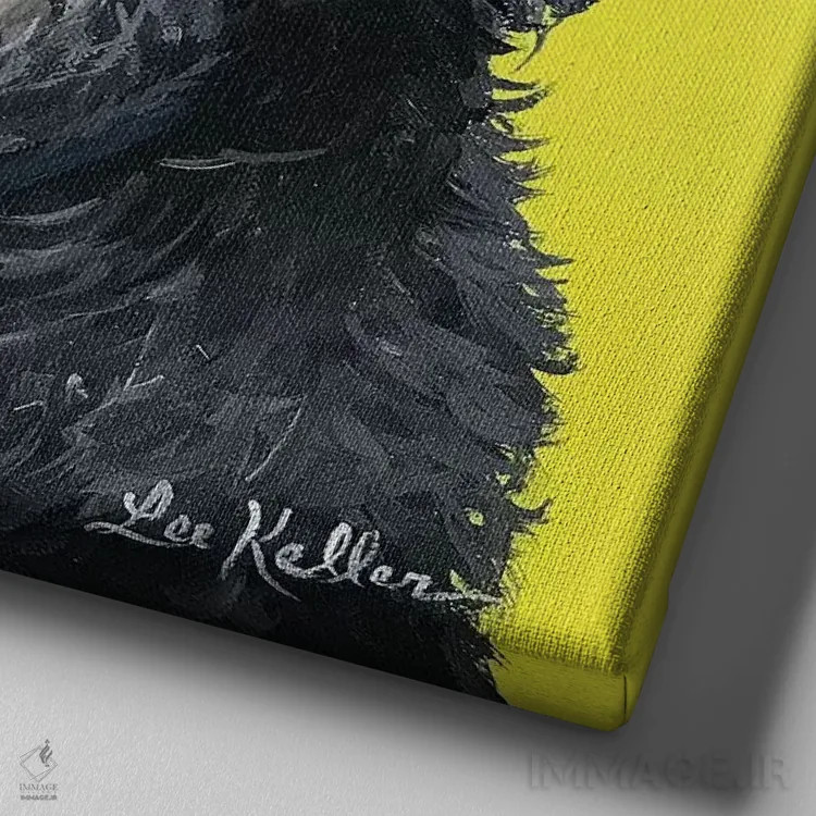 تابلو شیهتزو سیاه با پاپیون اثر هیپی هاوند استودیوز (استودیو هنری) - نمای نزدیک بافت بوم