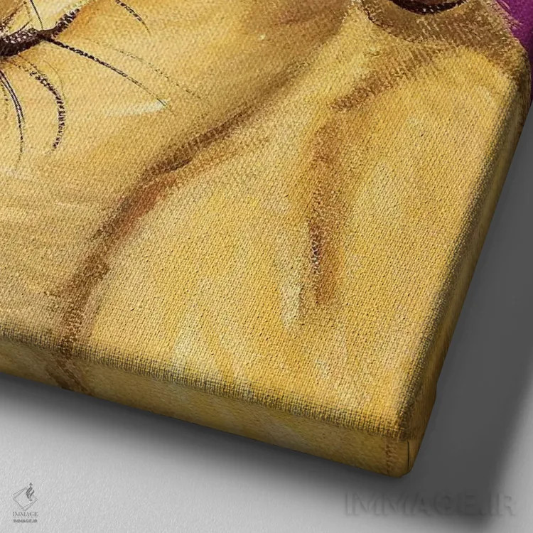 تابلو پاگل روی زمینه بنفش اثر هیپی هاوند استودیوز (استودیو هنری) - نمای نزدیک بافت بوم