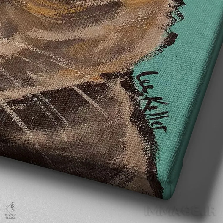 تابلو مانچ گربه خاکستری اثر هیپی هاوند استودیوز (استودیو هنری) - نمای نزدیک بافت بوم