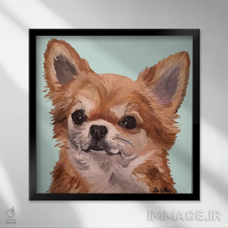 تابلو چیواوا توله خرس اثر هیپی هاوند استودیوز (استودیو هنری) - نمای قابدار مشکی