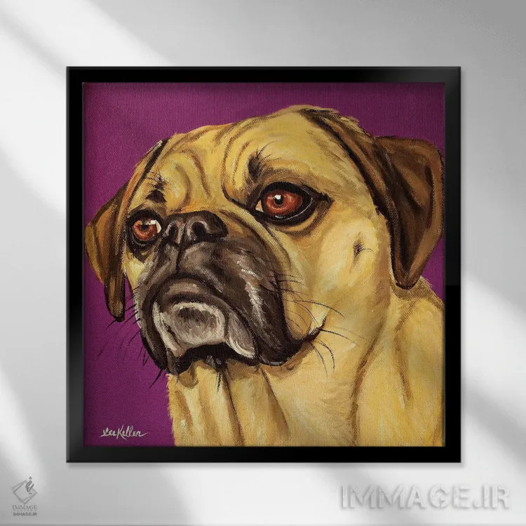 تابلو پاگل روی زمینه بنفش اثر هیپی هاوند استودیوز (استودیو هنری) - نمای قابدار مشکی