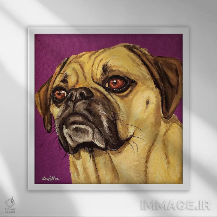 تابلو پاگل روی زمینه بنفش اثر هیپی هاوند استودیوز (استودیو هنری) - نمای قابدار سفید