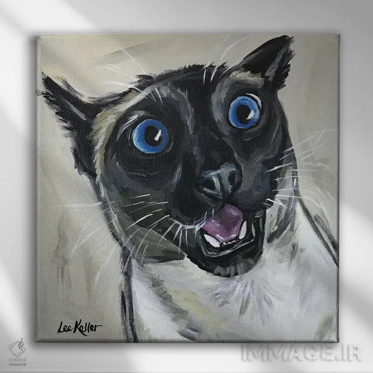 تابلو گربه سیامی بامزه مارلی اثر هیپی هاوند استودیوز (استودیو هنری) - نمای روبهرو روی دیوار