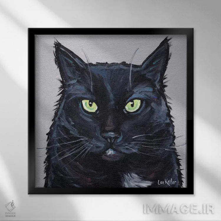 تابلو گربه جسور اثر هیپی هاوند استودیوز (استودیو هنری) - نمای قابدار مشکی