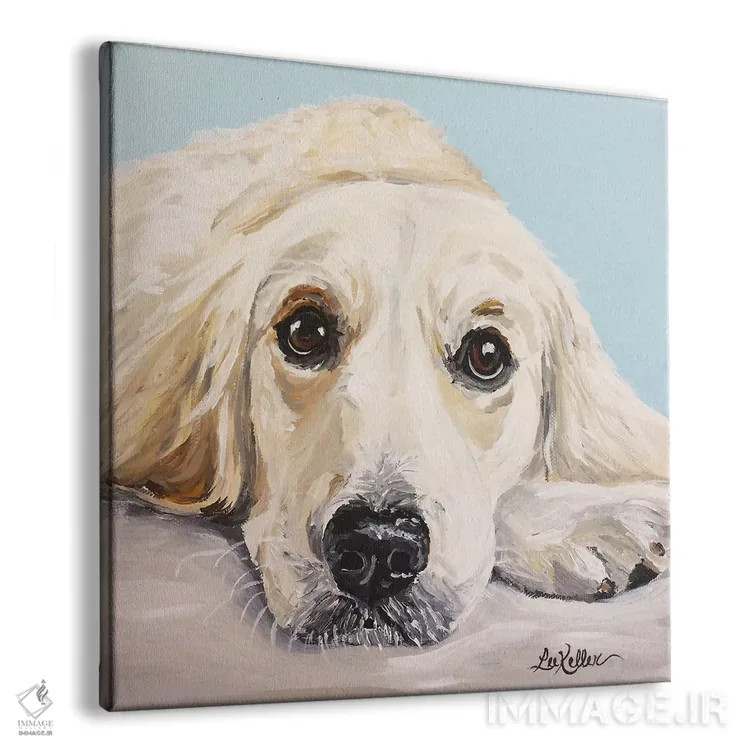 تابلو گلدن رتریور کرم اثر هیپی هاوند استودیوز (استودیو هنری) - نمای پرسپکتیو محصول