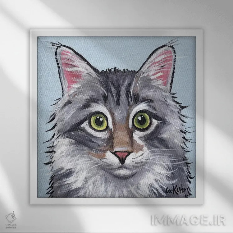 تابلو گربه دش اثر هیپی هاوند استودیوز (استودیو هنری) - نمای قابدار سفید