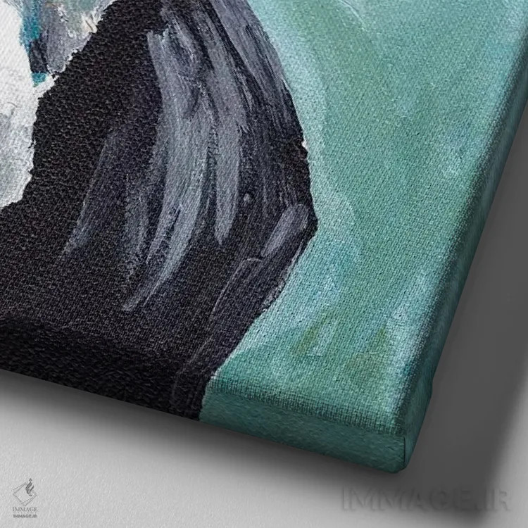 تابلو نقاشی گاو کلاید II اثر هیپی هاوند استودیوز (استودیو هنری) - نمای نزدیک بافت بوم