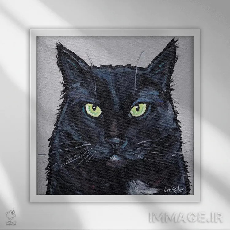 تابلو گربه جسور اثر هیپی هاوند استودیوز (استودیو هنری) - نمای قابدار سفید