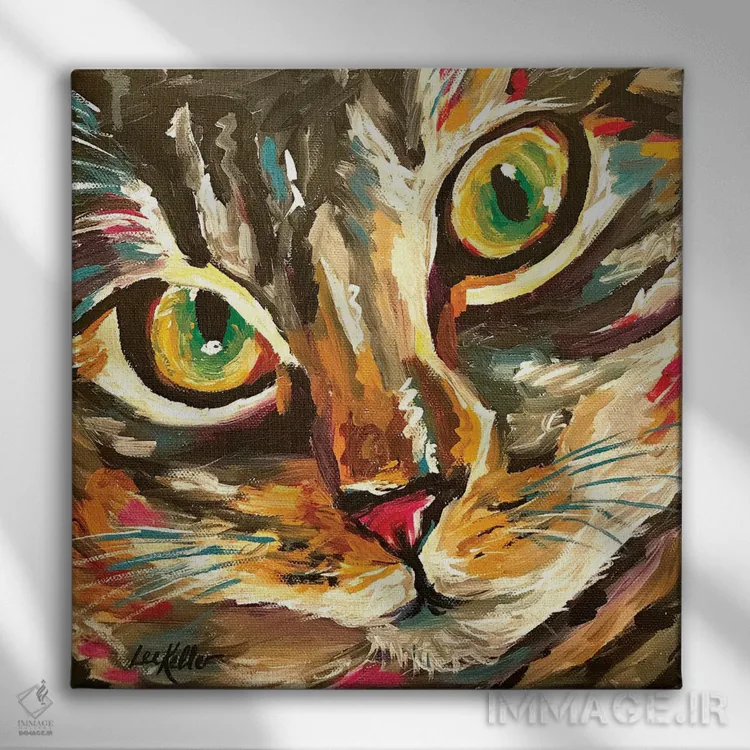 تابلو گربه رنگارنگ فرایدی اثر هیپی هاوند استودیوز (استودیو هنری) - نمای روبهرو روی دیوار