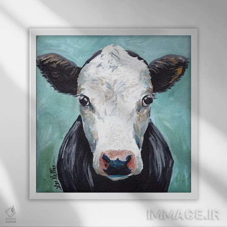 تابلو نقاشی گاو کلاید II اثر هیپی هاوند استودیوز (استودیو هنری) - نمای قابدار سفید