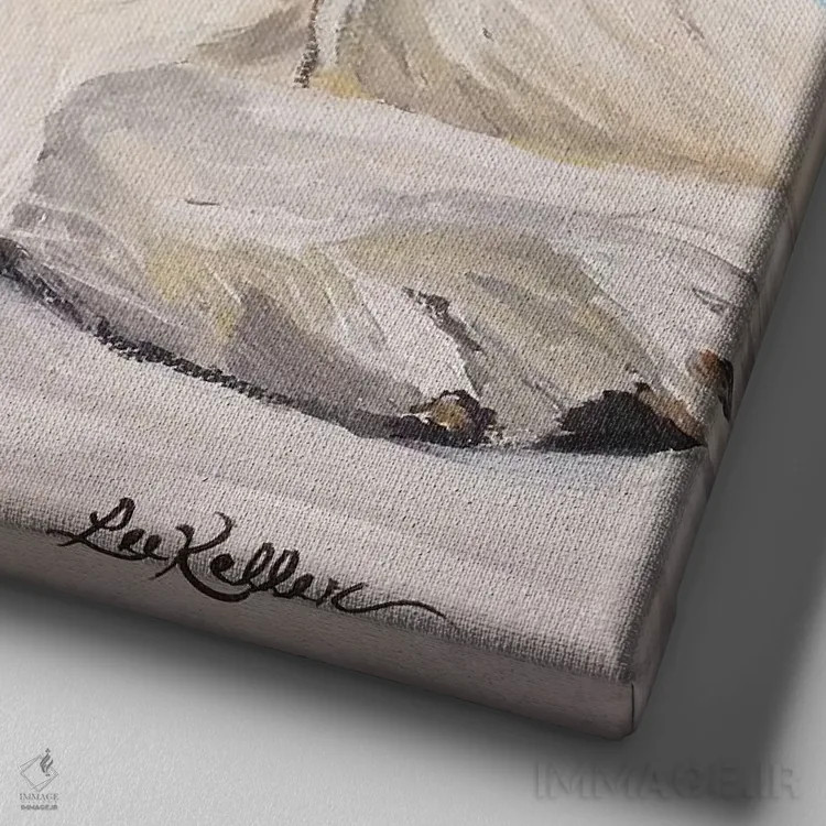 تابلو گلدن رتریور کرم اثر هیپی هاوند استودیوز (استودیو هنری) - نمای نزدیک بافت بوم