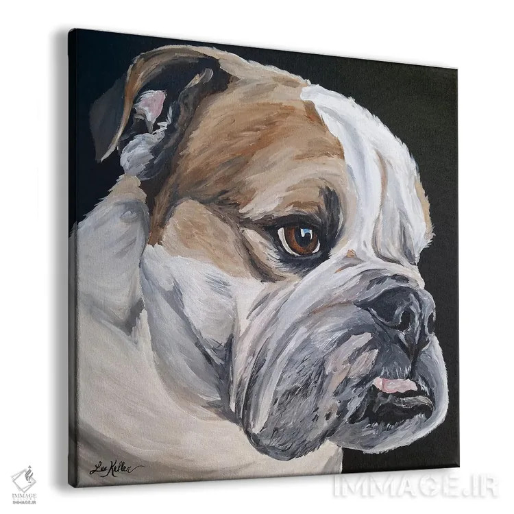 تابلو بولداگ انگلیسی جس اثر هیپی هاوند استودیوز (استودیو هنری) - نمای پرسپکتیو محصول