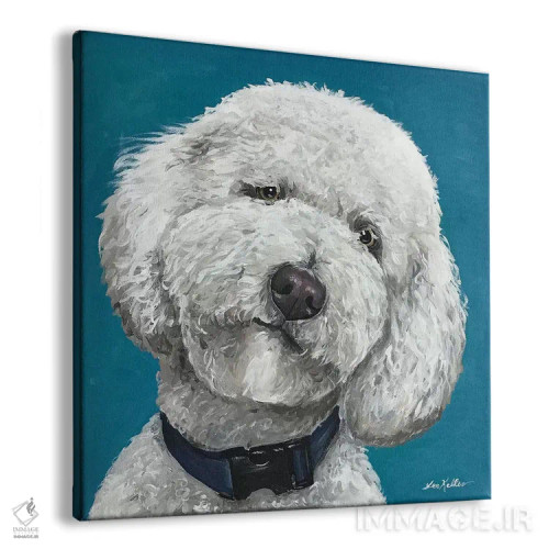 تابلو گلدندودل روی زمینه سبزآبی اثر هیپی هاوند استودیوز (استودیو هنری) - نمای پرسپکتیو محصول