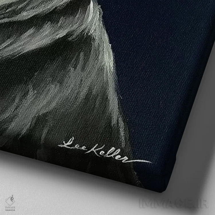 تابلو شنایزر سرمهای اثر هیپی هاوند استودیوز (استودیو هنری) - نمای نزدیک بافت بوم