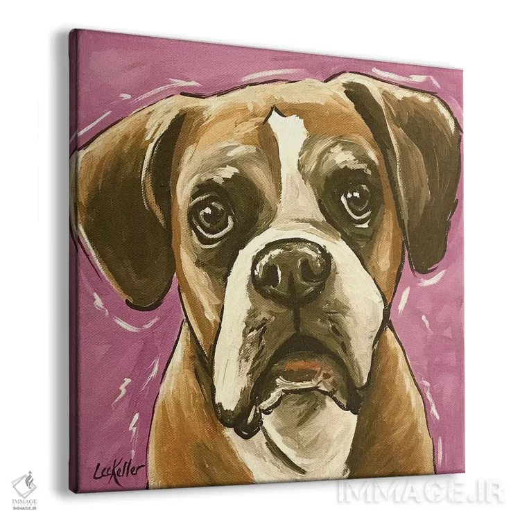 تابلو باکسر روی زمینه بنفش اثر هیپی هاوند استودیوز (استودیو هنری) - نمای پرسپکتیو محصول