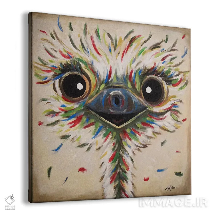 تابلو فیلیس شترمرغ روی بژ اثر هیپی هاوند استودیوز (استودیو هنری) - نمای پرسپکتیو محصول