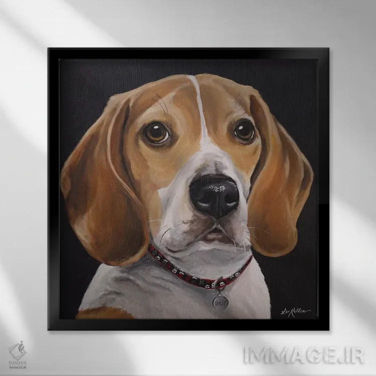 تابلو ایندی بیگل اثر هیپی هاوند استودیوز (استودیو هنری) - نمای قابدار مشکی