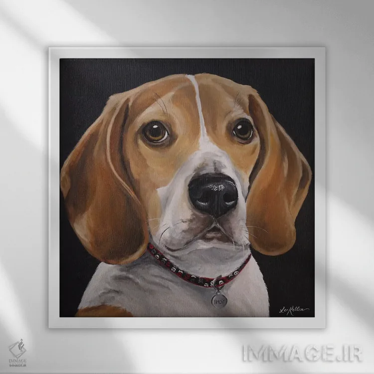 تابلو ایندی بیگل اثر هیپی هاوند استودیوز (استودیو هنری) - نمای قابدار سفید