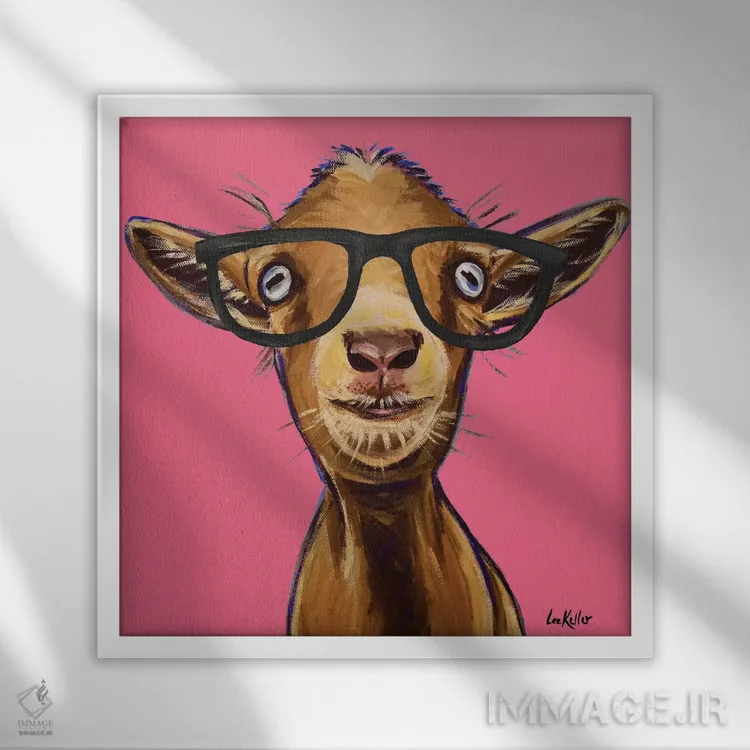 تابلو پاوندکیک بز با عینک اثر هیپی هاوند استودیوز (استودیو هنری) - نمای قابدار سفید