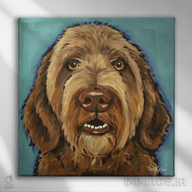 تابلو گلدن دودل قهوهای اثر هیپی هاوند استودیوز (استودیو هنری) - نمای روبهرو روی دیوار