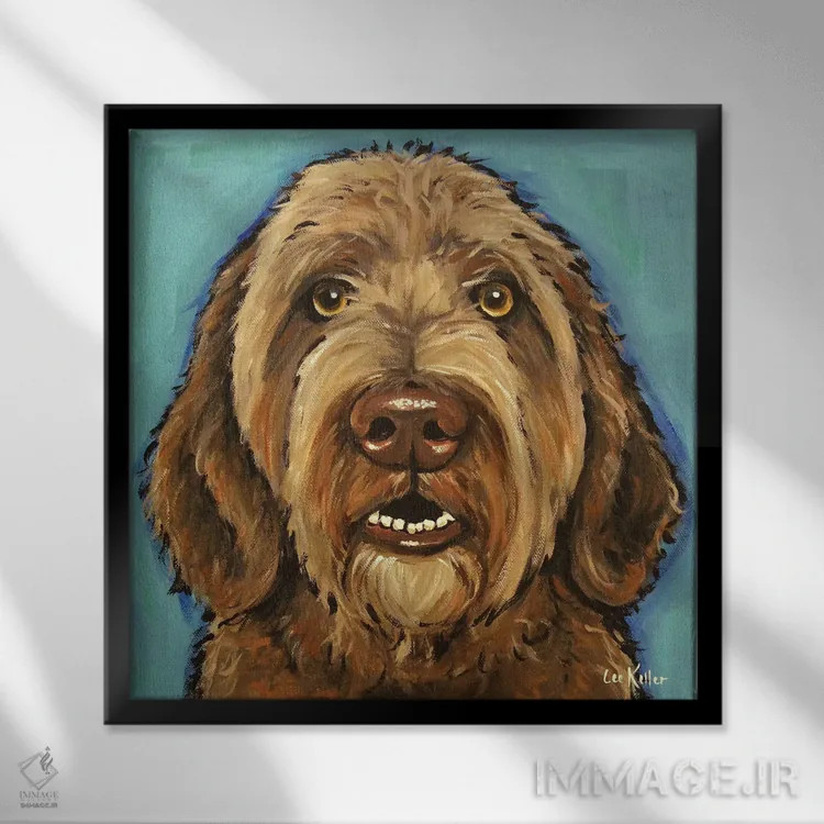 تابلو گلدن دودل قهوهای اثر هیپی هاوند استودیوز (استودیو هنری) - نمای قابدار مشکی