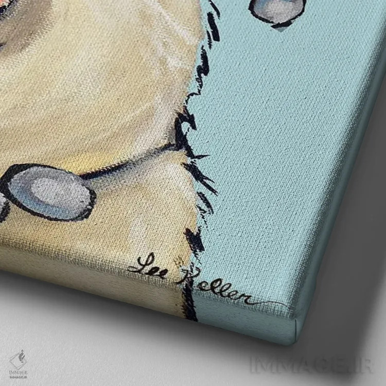 تابلو خوک با عینک صورتی، نقاشی خوک بامزه "پیزلی" اثر هیپی هاوند استودیوز (استودیو هنری) - نمای نزدیک بافت بوم