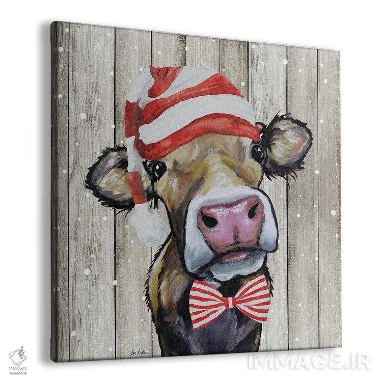 تابلو گاو کریسمسی روستایی "هیزل"، کریسمس حیوانات اثر هیپی هاوند استودیوز (استودیو هنری) - نمای پرسپکتیو محصول