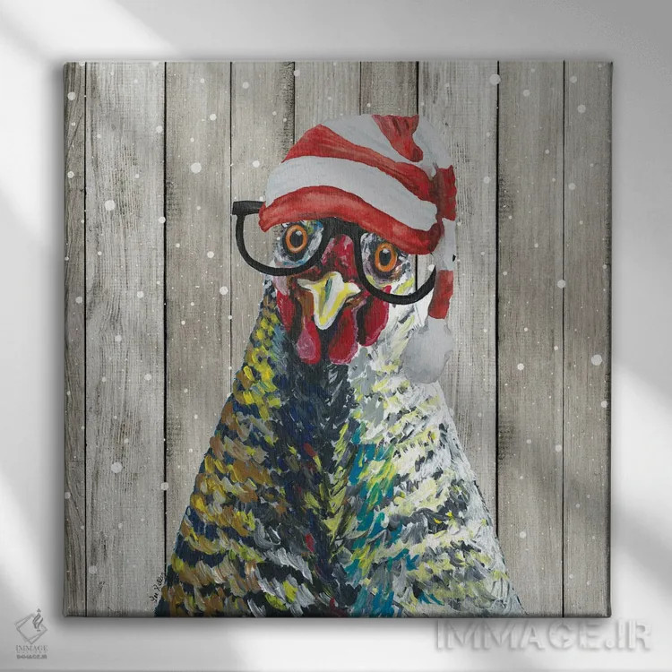 تابلو مرغ کریسمسی روستایی "ویلیامینا" اثر هیپی هاوند استودیوز (استودیو هنری) - نمای روبهرو روی دیوار
