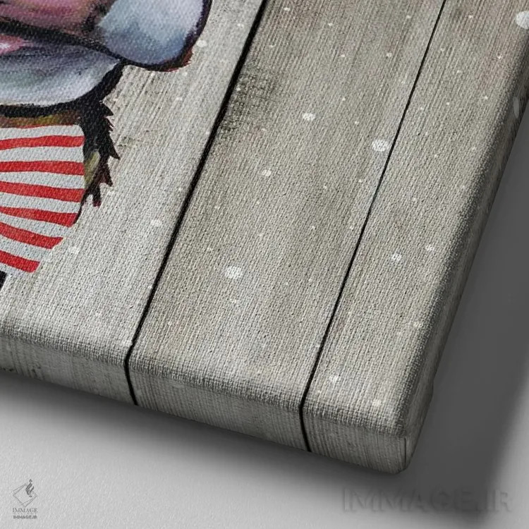 تابلو گاو کریسمسی روستایی "هیزل"، کریسمس حیوانات اثر هیپی هاوند استودیوز (استودیو هنری) - نمای نزدیک بافت بوم