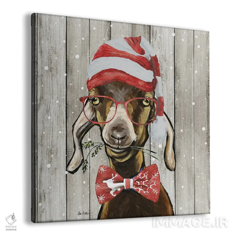 تابلو بز کریسمسی روستایی "بیلی د کید"، کریسمس حیوانات اثر هیپی هاوند استودیوز (استودیو هنری) - نمای پرسپکتیو محصول