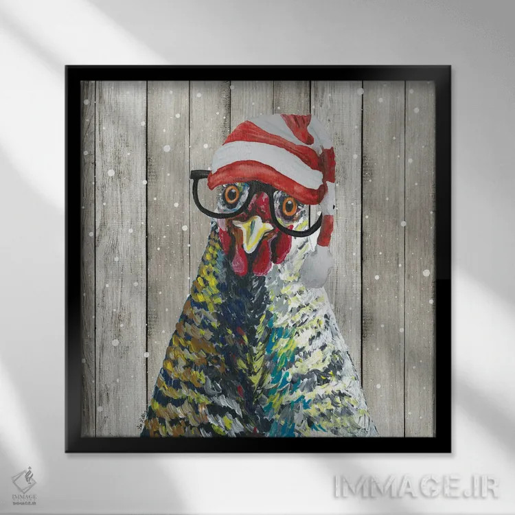 تابلو مرغ کریسمسی روستایی "ویلیامینا" اثر هیپی هاوند استودیوز (استودیو هنری) - نمای قابدار مشکی