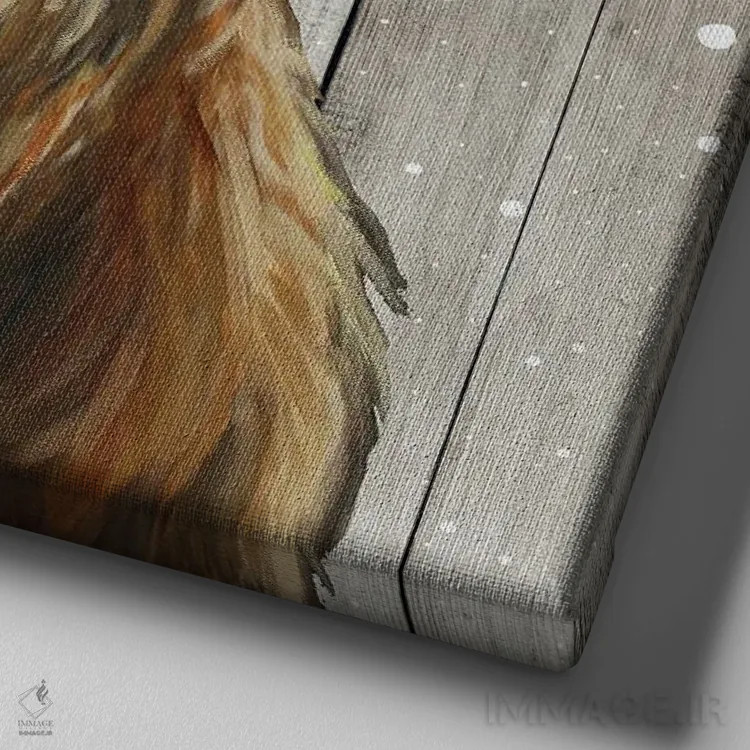 تابلو هایلند کریسمسی روستایی "شیمس"، کریسمس حیوانات اثر هیپی هاوند استودیوز (استودیو هنری) - نمای نزدیک بافت بوم