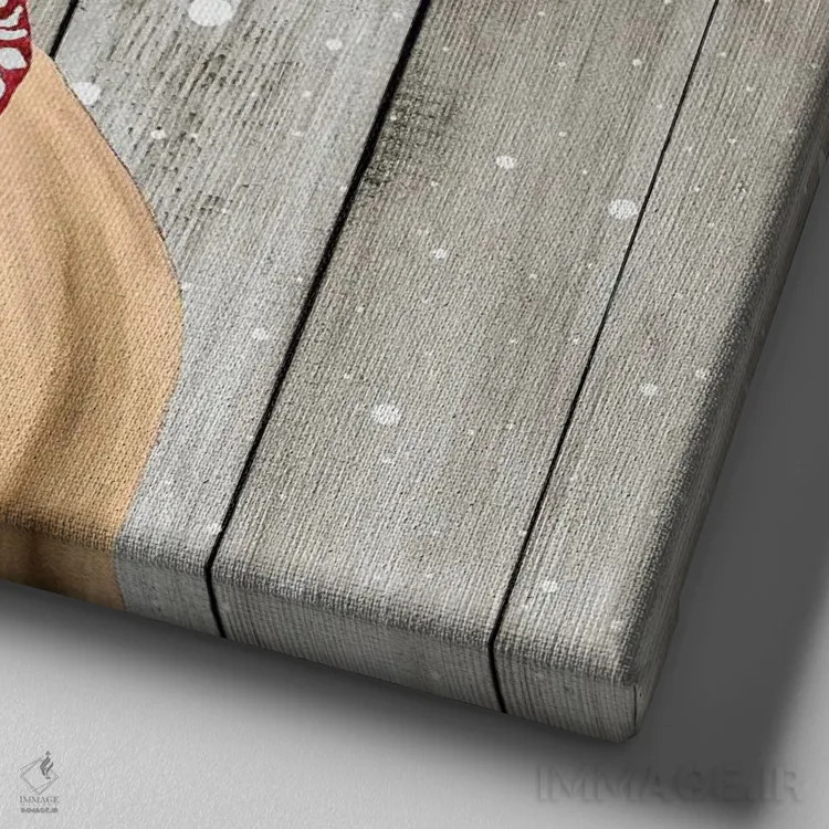 تابلو بز کریسمسی روستایی "لونا"، کریسمس حیوانات اثر هیپی هاوند استودیوز (استودیو هنری) - نمای نزدیک بافت بوم