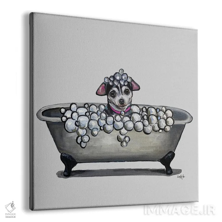 تابلو سری سگها در وان، چیواوا در وان اثر هیپی هاوند استودیوز (استودیو هنری) - نمای پرسپکتیو محصول