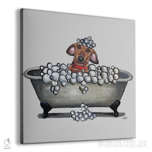 تابلو سری سگها در وان، داشهوند در وان، سوسیسیت را بشوی! اثر هیپی هاوند استودیوز (استودیو هنری) - نمای پرسپکتیو محصول