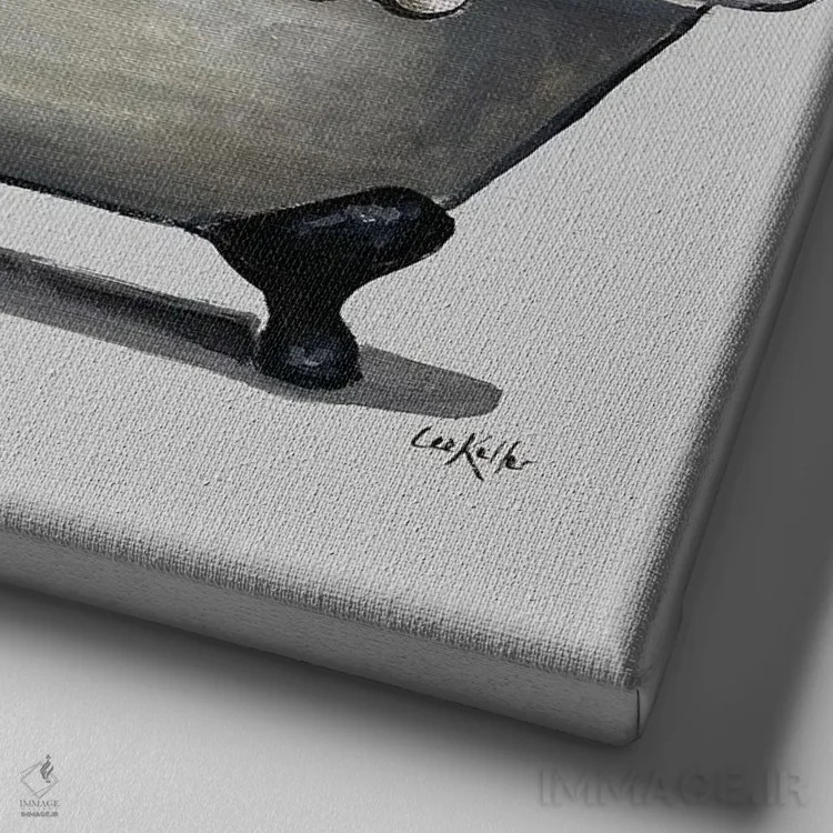 تابلو سری سگها در وان، چیواوا در وان اثر هیپی هاوند استودیوز (استودیو هنری) - نمای نزدیک بافت بوم