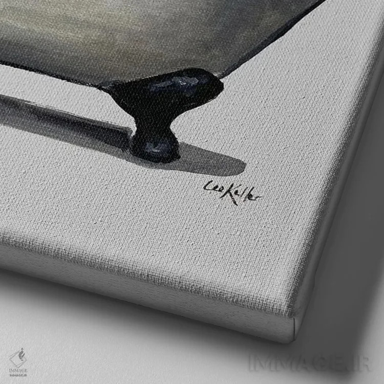 تابلو سری سگها در وان، داشهوند در وان، سوسیسیت را بشوی! اثر هیپی هاوند استودیوز (استودیو هنری) - نمای نزدیک بافت بوم