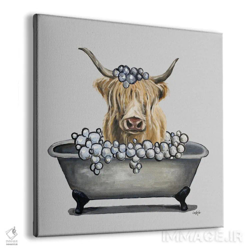 تابلو سری حیوانات در وان، گاو هایلند در وان اثر هیپی هاوند استودیوز (استودیو هنری) - نمای پرسپکتیو محصول