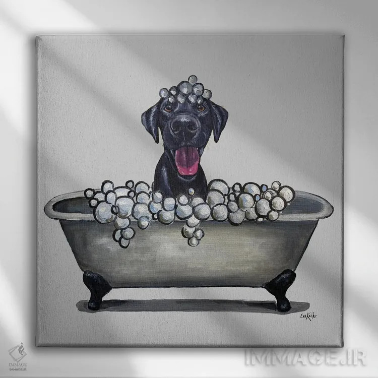 تابلو سری سگها در وان، لابر اثر هیپی هاوند استودیوز (استودیو هنری) - نمای روبهرو روی دیوار